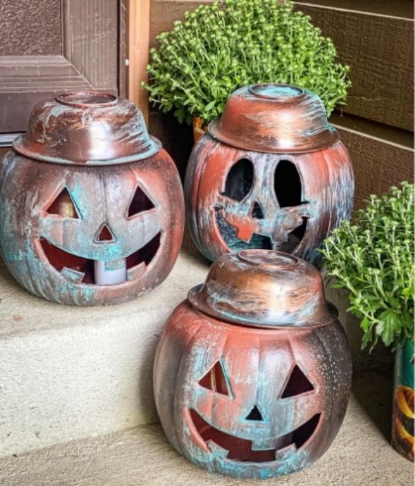 Wholesale galvanized Halloween Together Metal Pumpkin Jack O Lantern Tealight Holder for home and garden decor