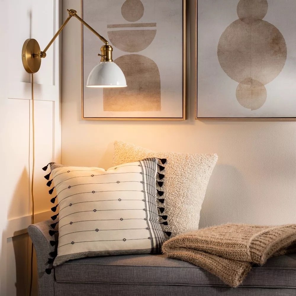 Lighting metal dome sconce brass wall light includes energy efficient light bulb  for bedroom bedsi