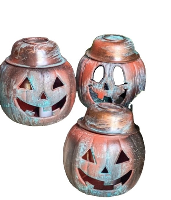 Wholesale galvanized Halloween Together Metal Pumpkin Jack O Lantern Tealight Holder for home and garden decor