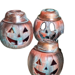 Wholesale galvanized Halloween Together Metal Pumpkin Jack O Lantern Tealight Holder for home and garden decor