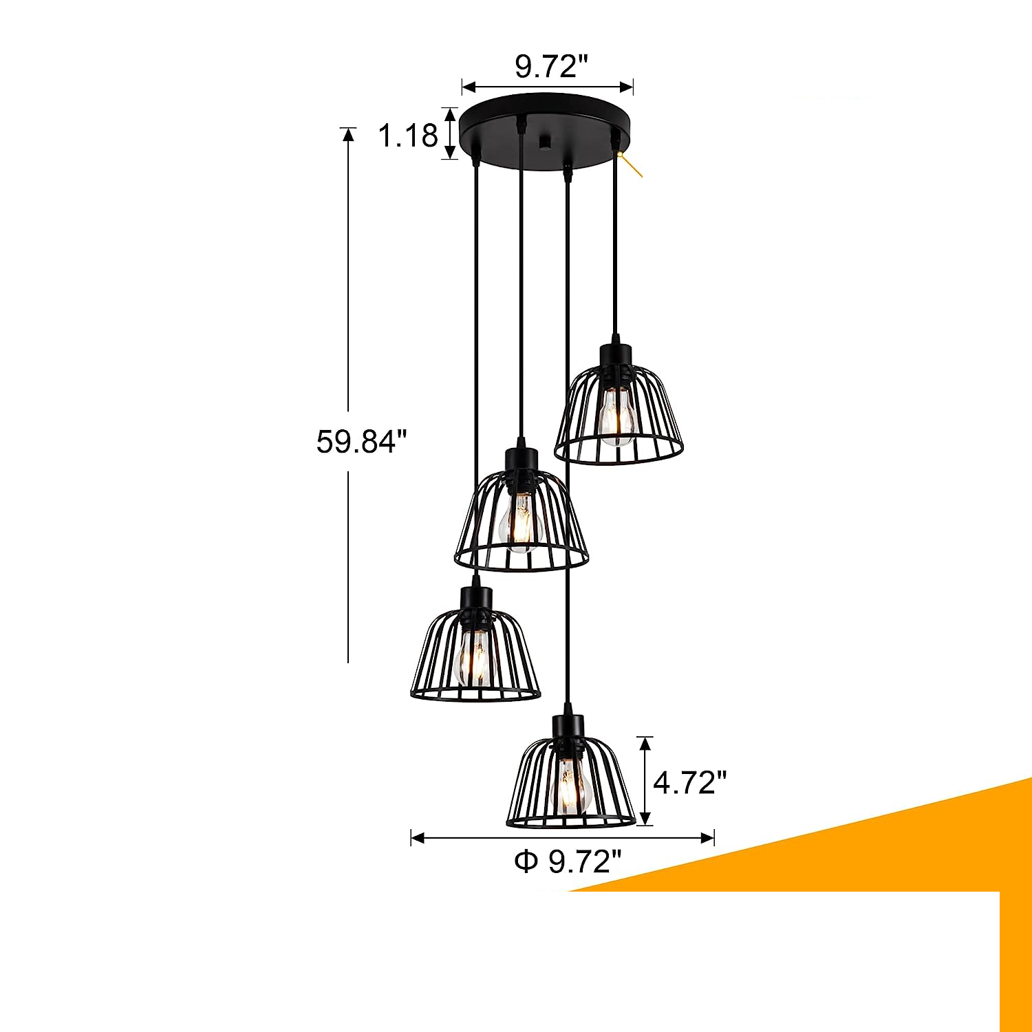 Wholesale Modern Chandelier Pendant Light Iron art Black 3 Lights Hanging Light  For Dining Room Living Room Bedroom Farmhouses