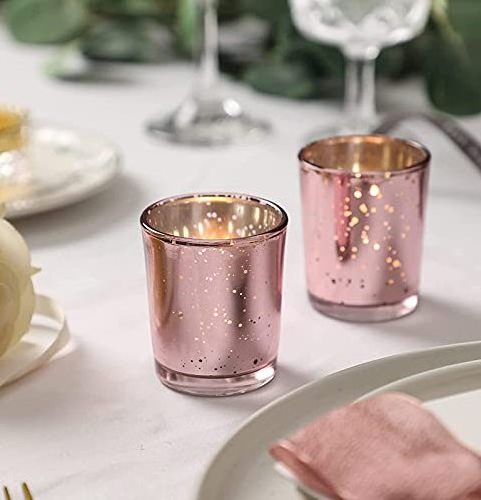 Wholesale glass purple tree rose gold mercury votive tealight candle holder for decorative wedding party