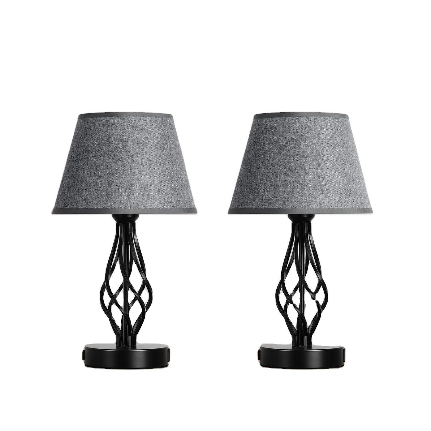 Wholesale Nightstand Table Lamps With Grey Linen Fabric Shade & Metal Base Small Desk Lamps For Bedrooms Office Living Room