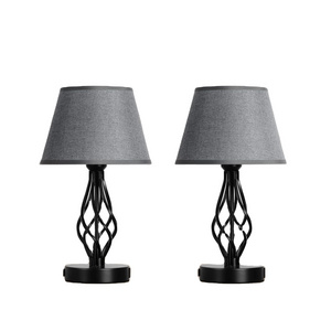 Wholesale Nightstand Table Lamps With Grey Linen Fabric Shade & Metal Base Small Desk Lamps For Bedrooms Office Living Room