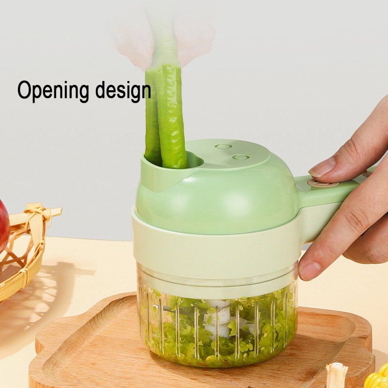 250ml usb charge smart meat handheld portable rotating vegetable chopper slicer 4 in 1 electric vegetable cutter set