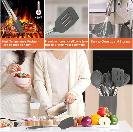 Wholesale 13 Piece Household Stainless Steel Kitchen Accessories And Silicone Kitchen Utensils Set