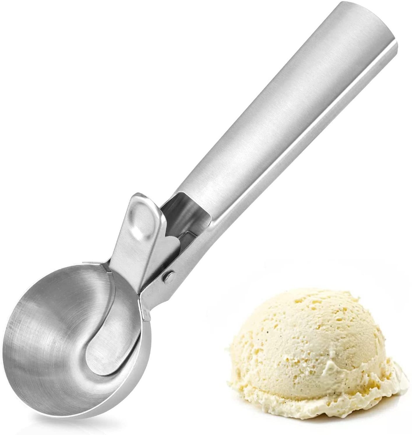 Ice Cream Scooper Stainless Steel Heavy Duty Metal Icecream Spoon Safe Premium Ice Cream Scoop with Trigger