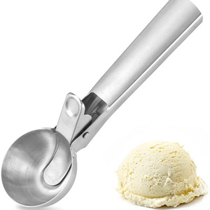 Ice Cream Scooper Stainless Steel Heavy Duty Metal Icecream Spoon Safe Premium Ice Cream Scoop with Trigger