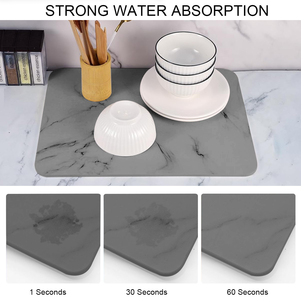 Quick Drying Kitchen Counter Diatomite Mats Absorbent Mat Tray Stone Dish Drying Mats for Kitchen Counter