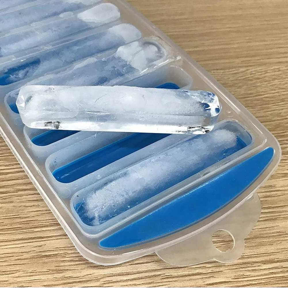 Raybin Popsicle Ice Cream Mold Thin Stick Ice Cube Trays Reusable Long Narrow Silicone Ice Cube Molds with Lid