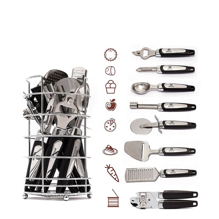 Best selling 8 piece stainless steel with silicone  kitchen gadgets tools set