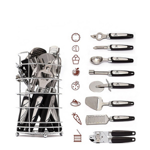 Best selling 8 piece stainless steel with silicone  kitchen gadgets tools set