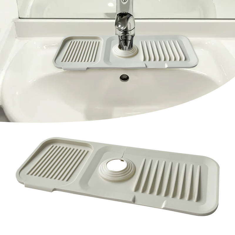 Silicone behind water guard under the kitchen drying sink pad liner splash faucet mat sink splash guard with sponge holder