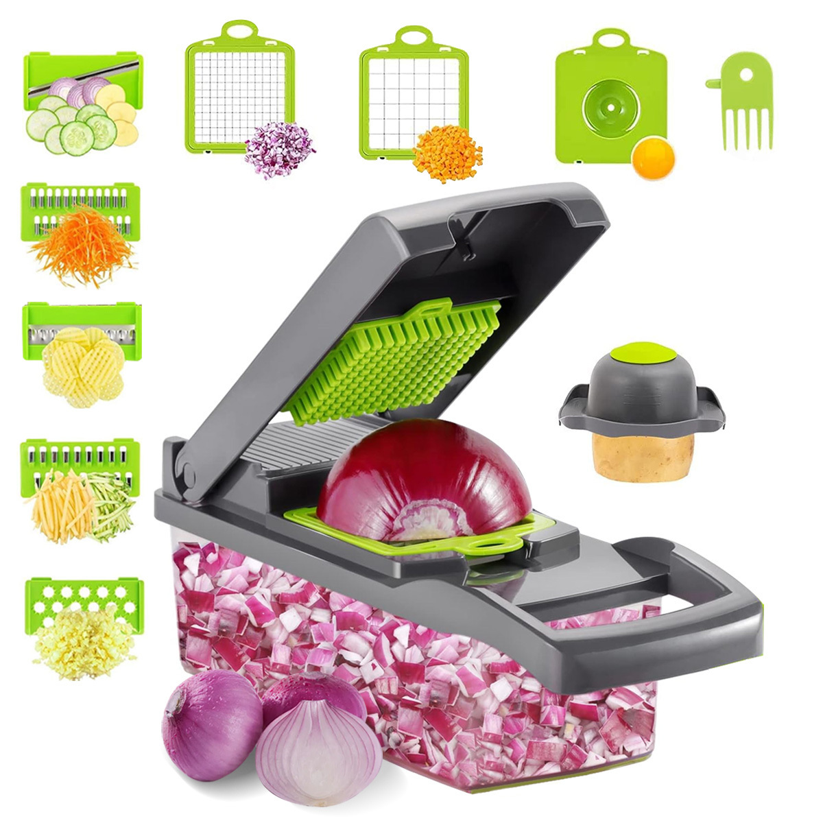 15 in 1 multifunctional hand held press vegetable cutter vegetable slicer onion potato cutter grinder manual vegetable chopper