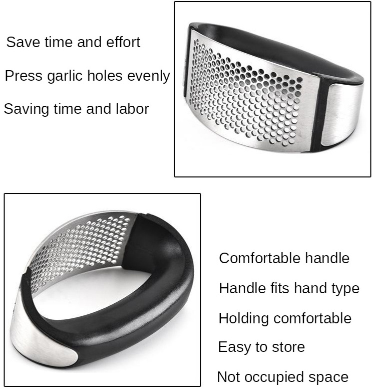 RAYBIN Professional Arc Shape Design Kitchen plastic stainless steel rocker Mincer Crusher garlic press set Chopper and roller