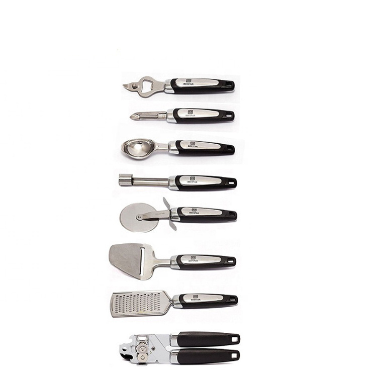 Best selling 8 piece stainless steel with silicone  kitchen gadgets tools set