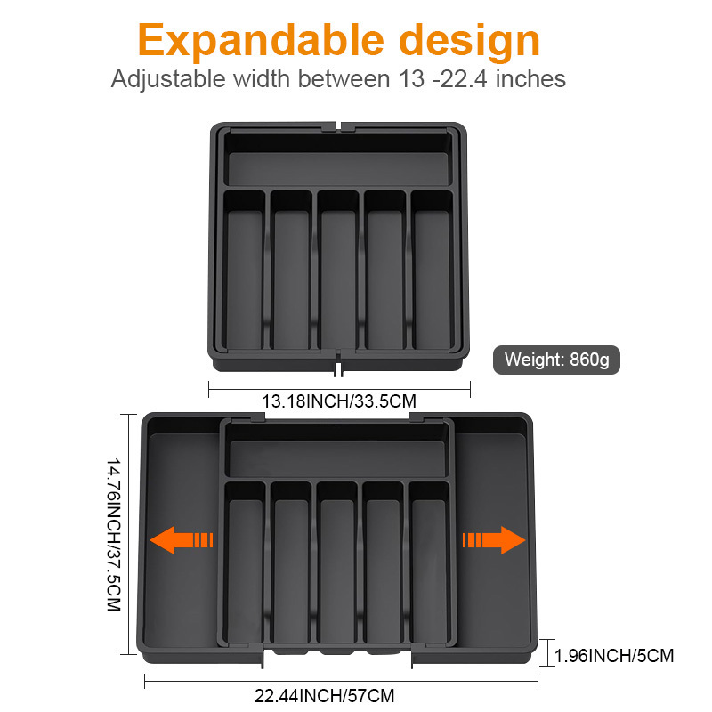 Plastic Adjustable Cutlery Drawer Dividers Organizer Holder Silverware Flatware Organizer Expandable Kitchen Drawer Organizer