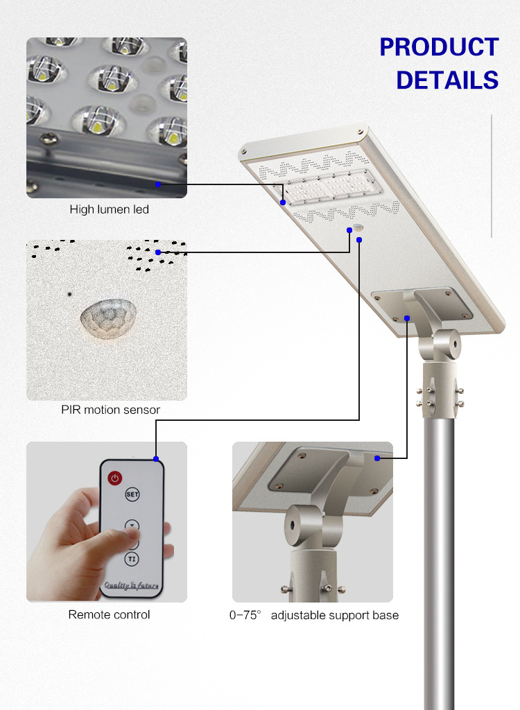 Parts Easy Replace 50W 80W Integrate LED Solar Street Light Solar Light with 5 Years Warranty