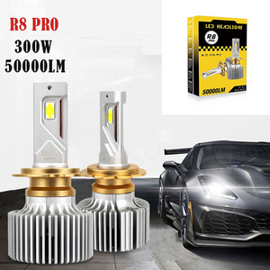 Raych R8 PRO LED Headlight Top CSP chips Bulb 300W 50000LM Super Bright 6000K H11 Hi Lo Beam H8 Canbus Decoder Silent Fans