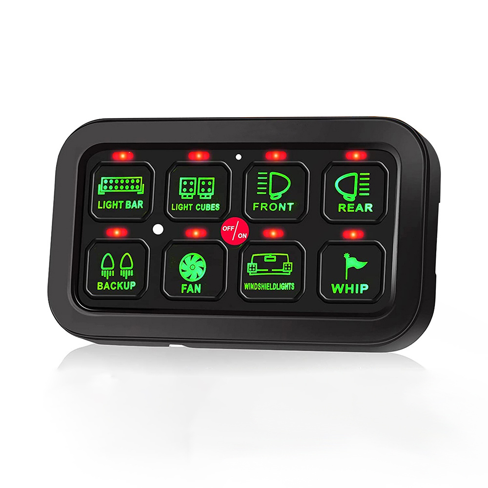 Universal Circuit Control Relay System Box Slim Touch Dji 4x4 On-off 8 Gang Car Control Switch Panel With Led Marine Boat Suv