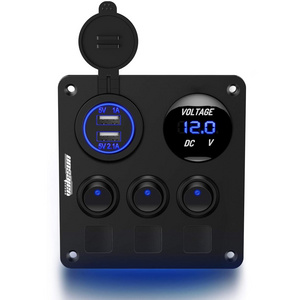 12v Socket With Voltmeter Universal Marine Button Switch Panel Boat Usb Micro Waterproof Rv Rocker Switch Panel