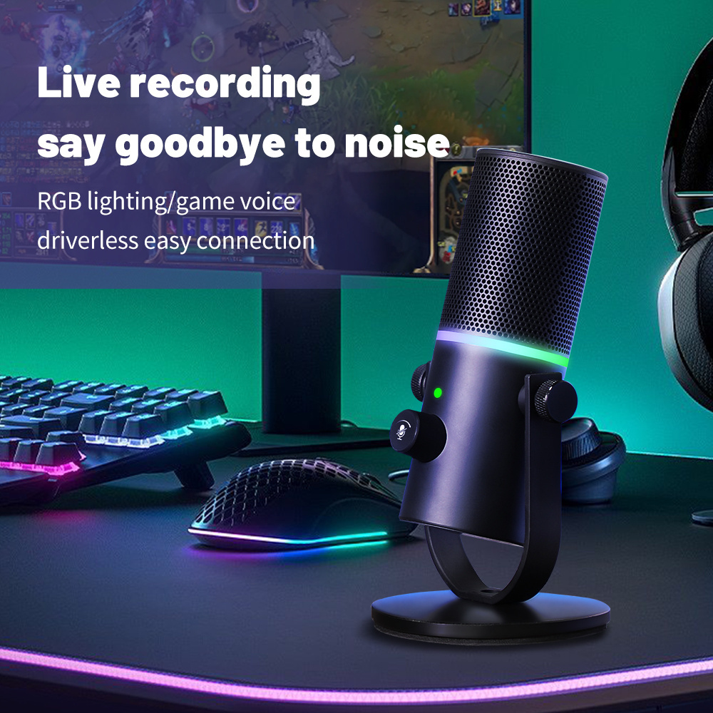 Popular USB Condenser Microphone Podcast Microphone Gaming/Recording/Streaming Microphone With RGB Lighting