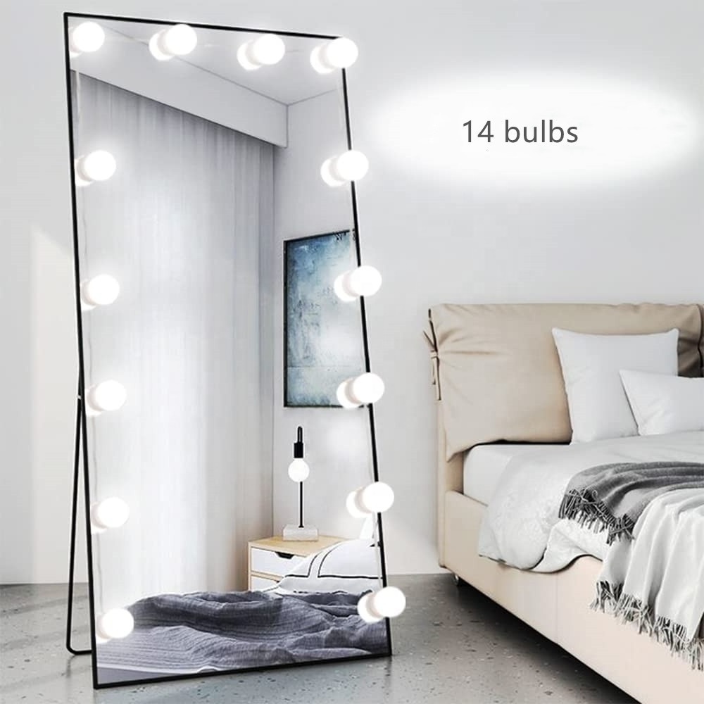 16.4ft 14 bulbs Stick on Makeup Lights with AC Adapter Dimmable LED Bathroom Vanity Lights for Full Length Mirror Table Mirror