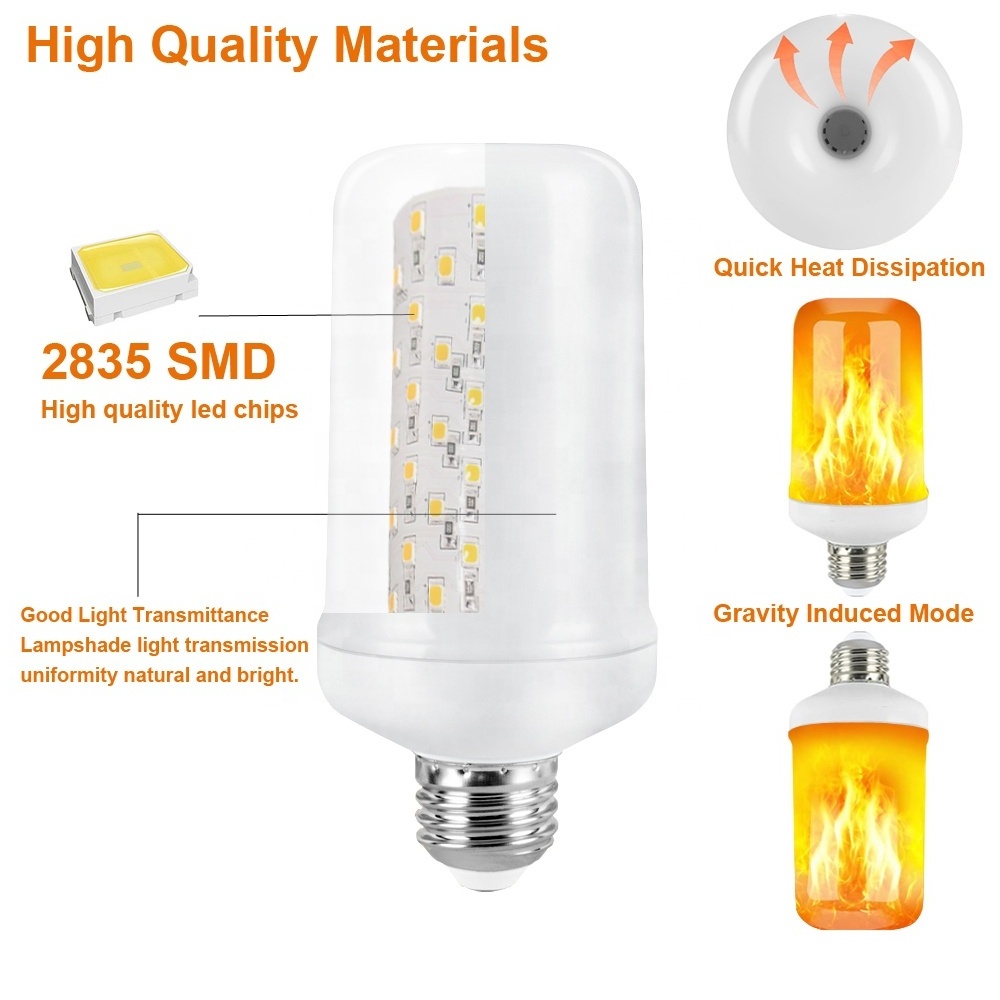 Flame Effect Light Bulb LED Dynamic Fire Light E27  Flickering Emulation Lamp For Christmas Halloween Bar Garden Decor