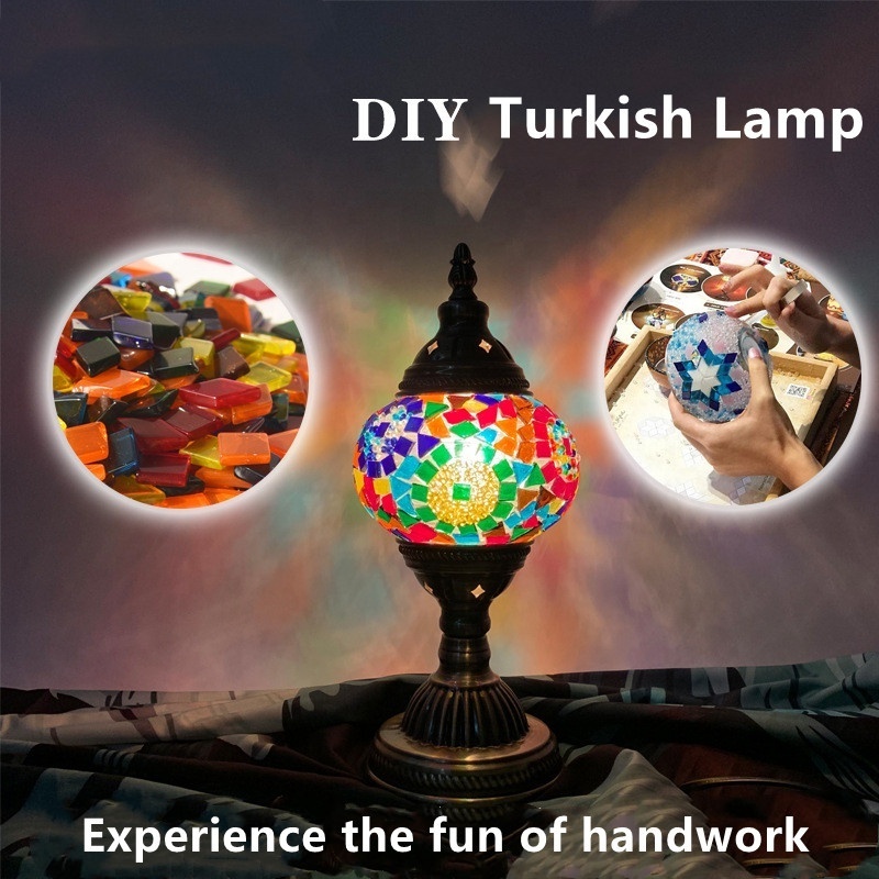 DIY Arts And Crafts Kits Moroccan Handmade Turkish Lamp with Stained Glass Shade Mosaic Table Lamps For Kids Birthday Gift