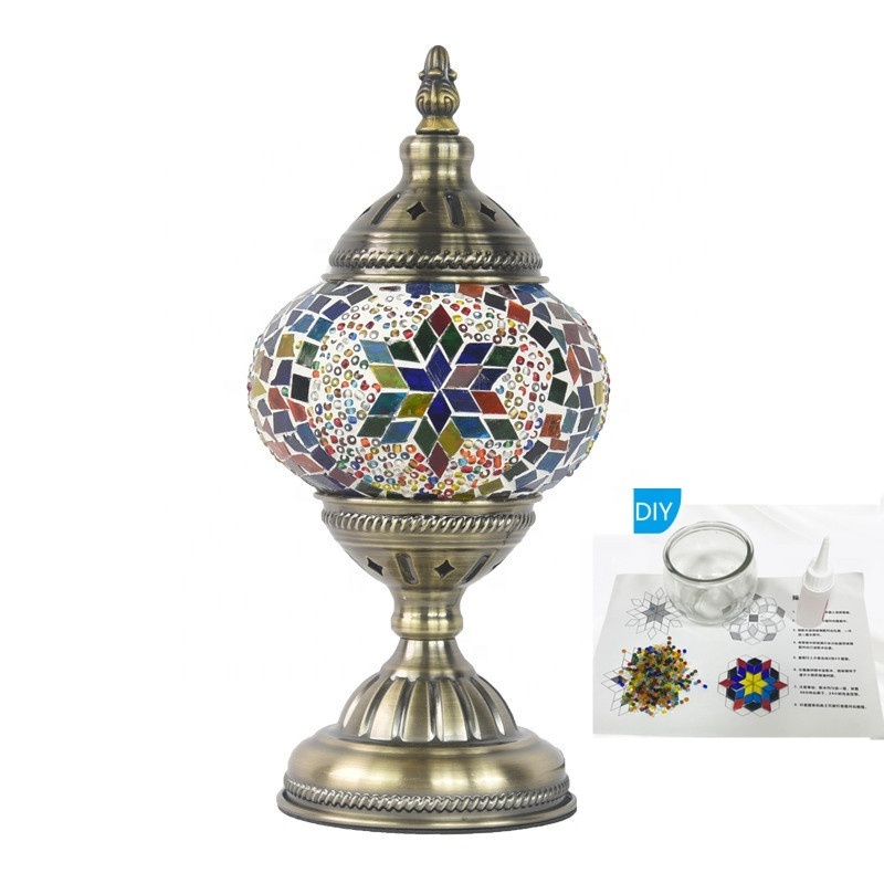 DIY Arts And Crafts Kits Moroccan Handmade Turkish Lamp with Stained Glass Shade Mosaic Table Lamps For Kids Birthday Gift