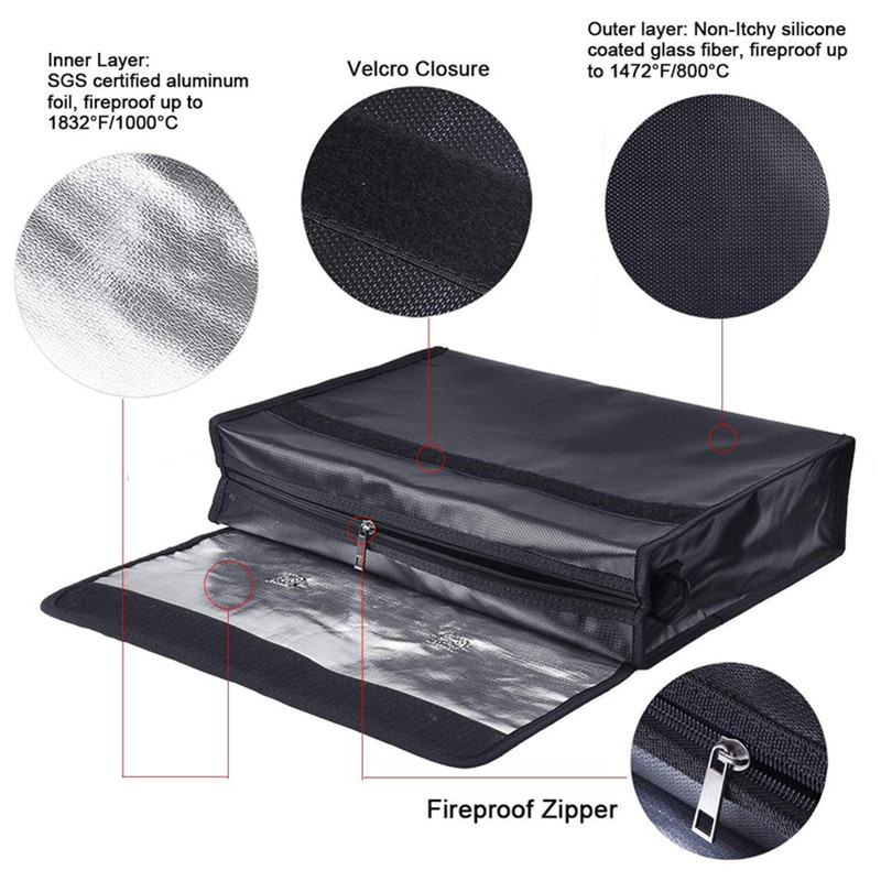 Fireproof and Waterproof Document Bag Fire Proof Safe Box for Important Document Organizer Storage Messenger Bag Briefcase