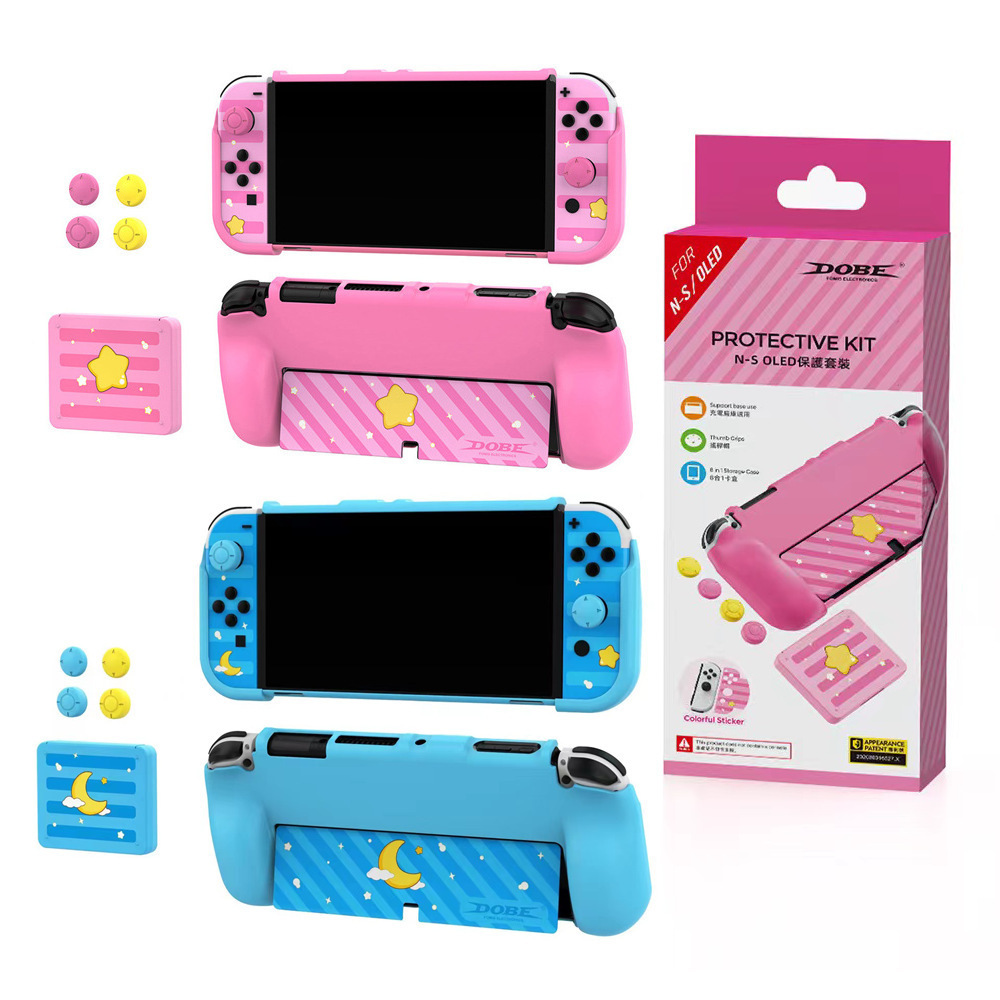 Storage Box Case Thumb Grips For N-Switch OLED Protector Cover Set 8 In 1 Protective Kit For Nintendo Switch Sticker