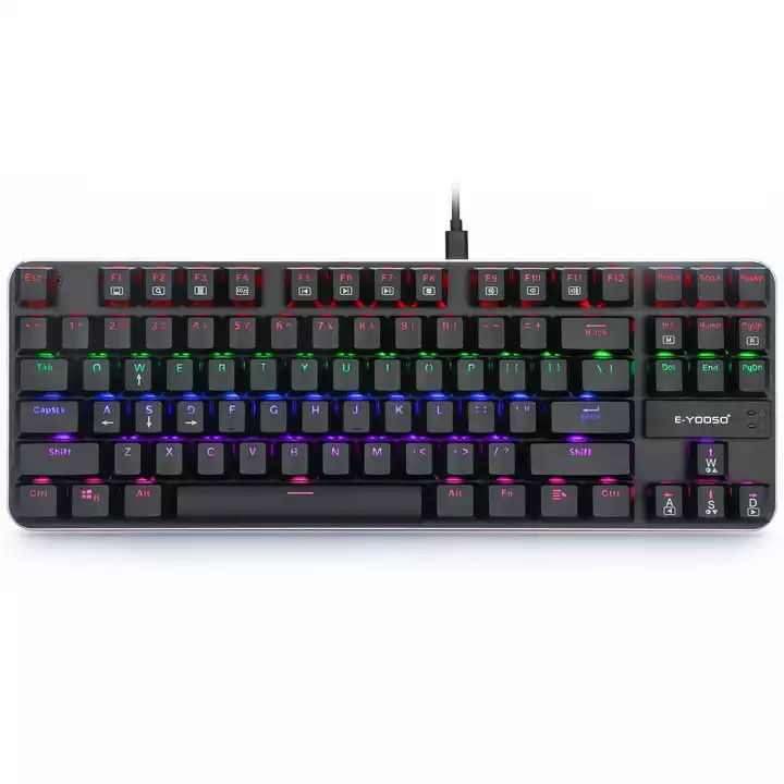 Custom wired pc gamer keyboard typewriter rgb 87 key gaming mechanical keyboard with low profile switch