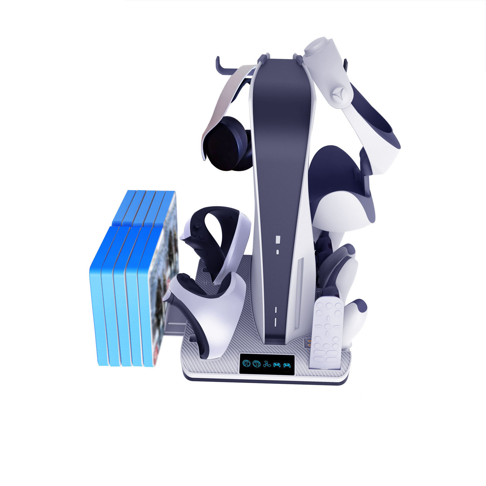 with 10 Game Discs Storage and Headphone Hanger PS5  Controller Charging Station for PS VR2/PS5  Vertical Cooling Stand