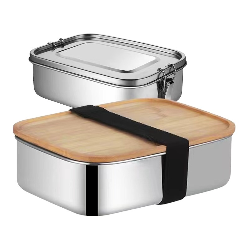 Leak Proof 2 layer Lunch Box Stainless Steel Lunch Box with Handles Kid Food Containers for School