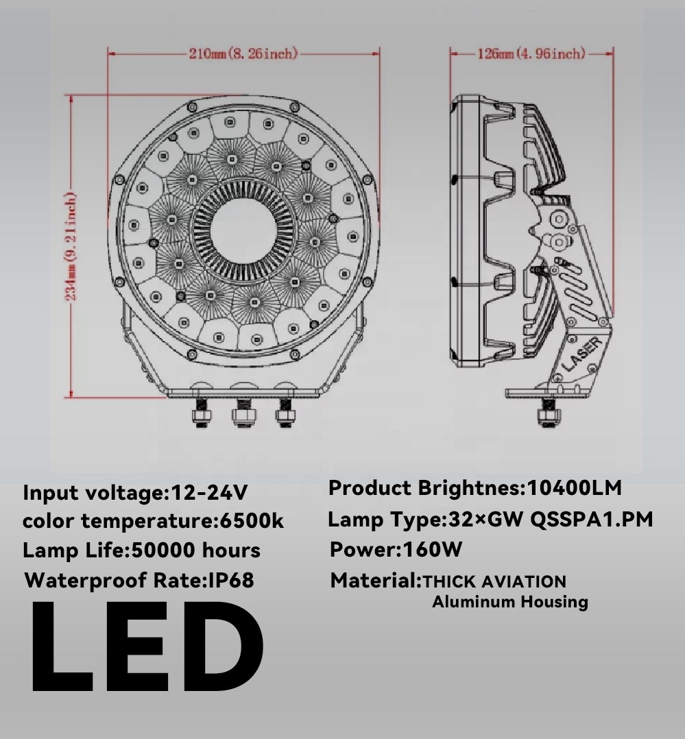 7 9 Inch 160W High Power Work Light Pod Spot Lights For Truck Off Road Tractor Square Daytime Driving Lights