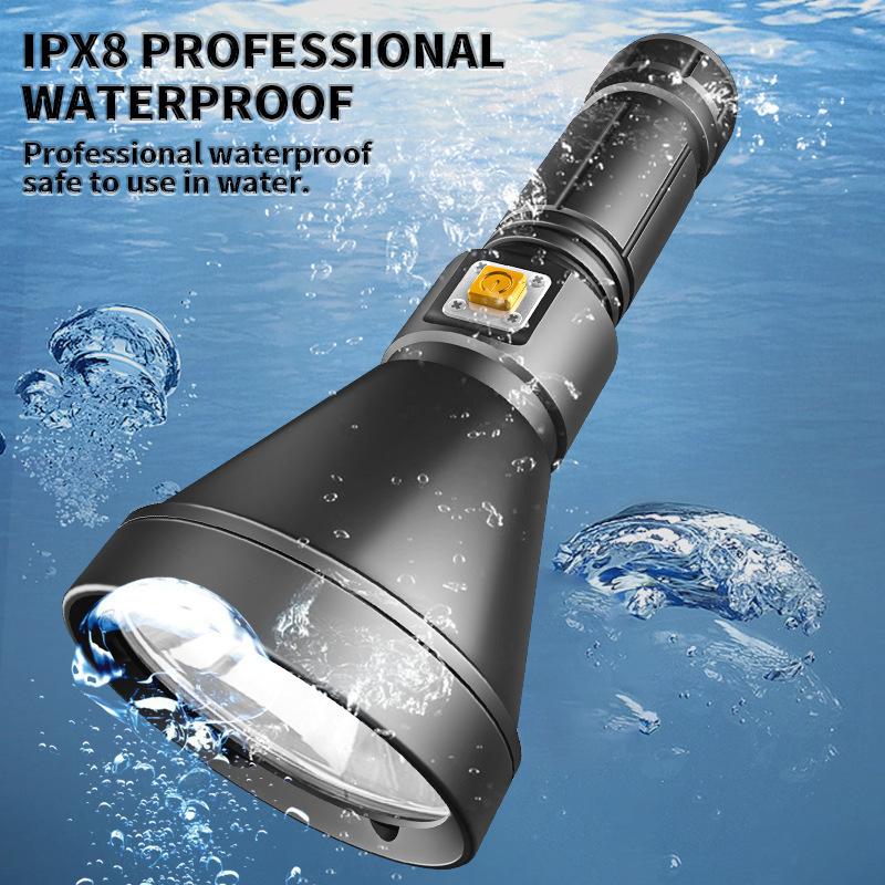 XHP90 large cup LED diving flashlight professional diving strong light torch amphibious convenient flashlight