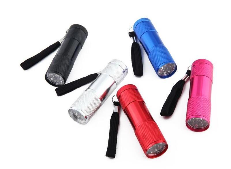 Promotion Gift 9leds Mini White Light or 395nm UV LED Flashlight