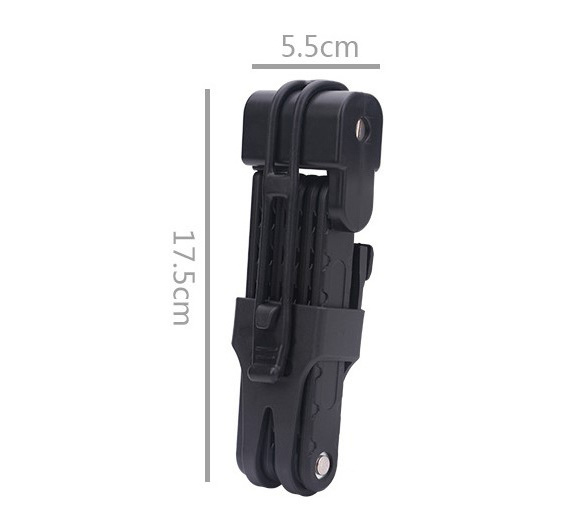 Universal Strong Alloy Steel 6 Joints Folding Bike Lock with 2 Keys Anti Theft - Black