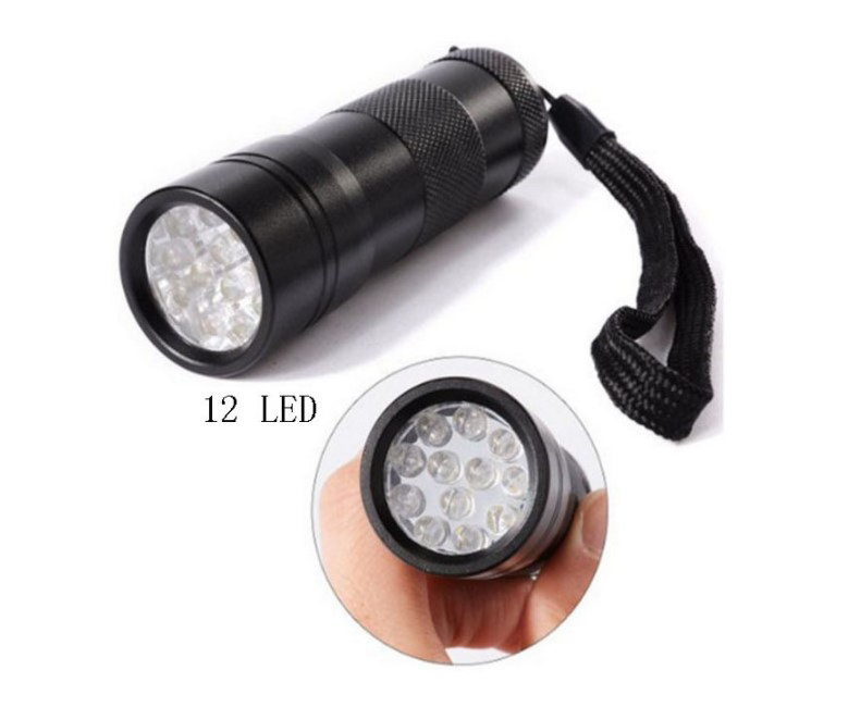 UV Blacklight Flashlights Detector 12 Leds 395nm Aluminum Alloy IP65 Emergency Dry Battery AAA Led Uv