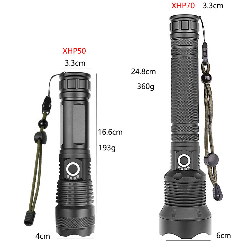 Rechargeable LED Flashlight High Lumens Tactical Flashlight Zoomable High-Power Flashlight for Camping Emergency