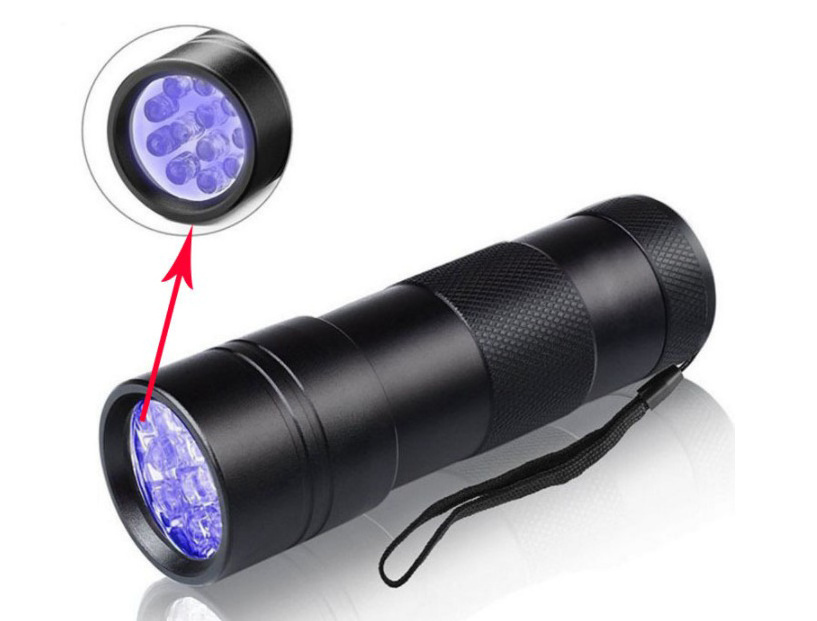 UV Blacklight Flashlights Detector 12 Leds 395nm Aluminum Alloy IP65 Emergency Dry Battery AAA Led Uv