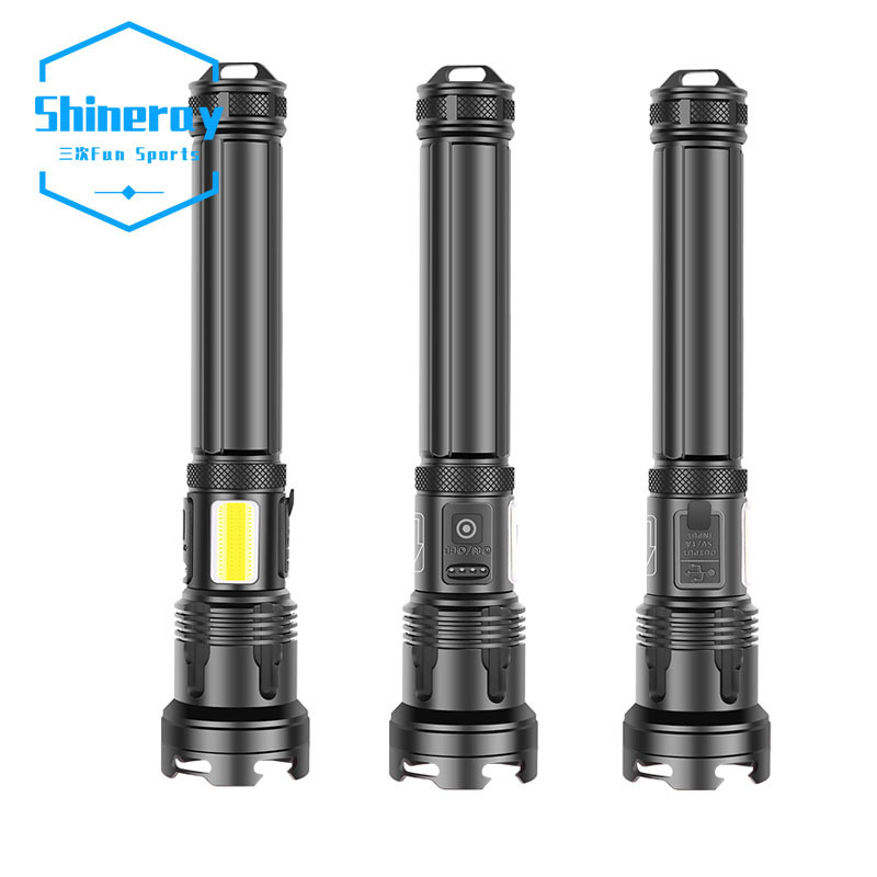 Led Flashlight 90000 Lumens Most Powerful 26650 Usb Torch Black Camping Rechargeable Battery Aluminum Alloy 70 7 Modes IPX4 2000