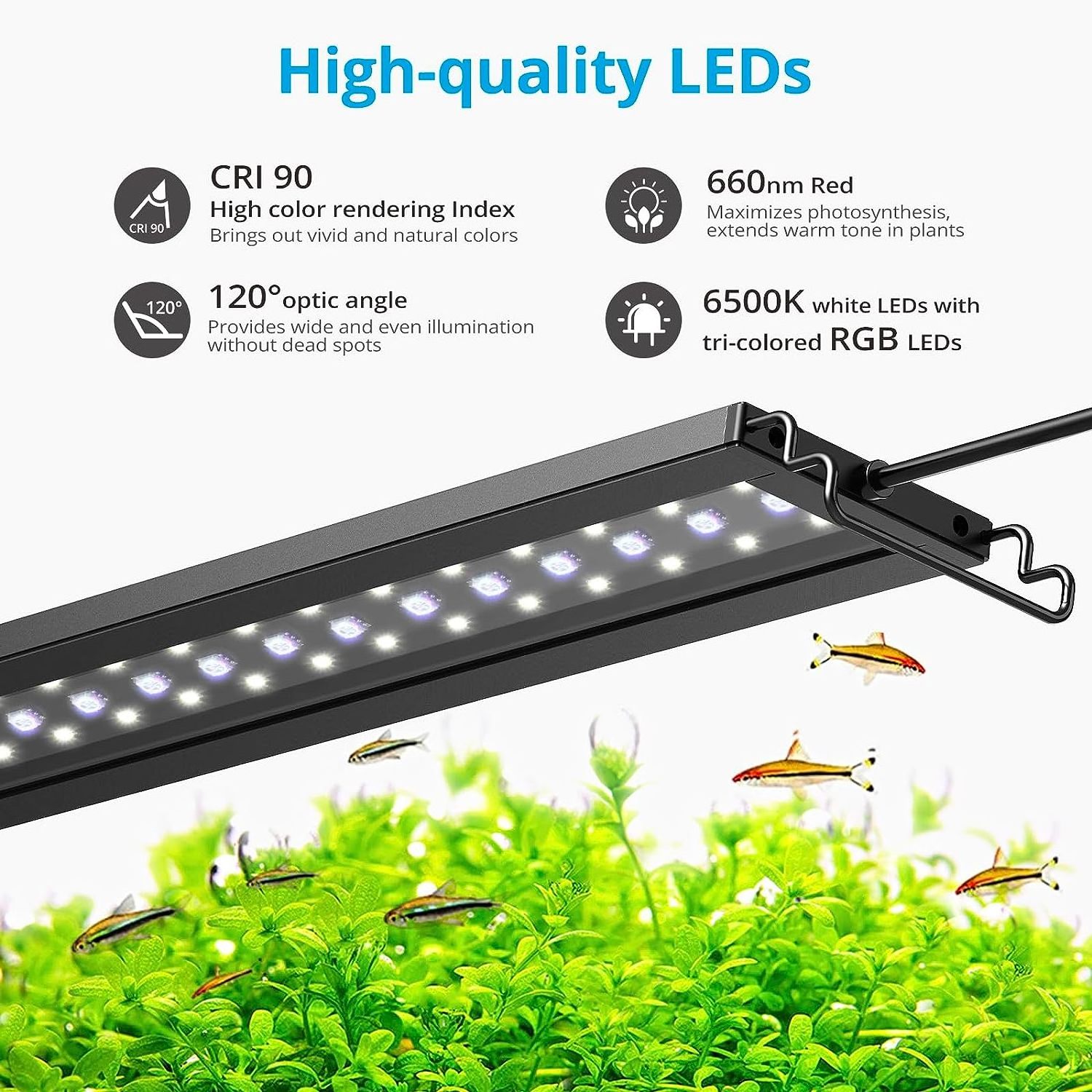 C10 24/7 LED Aquarium Light for Plants Full Spectrum Fish Tank Light 9W 13W 16W 19W 24W 31W Adjustable brightness