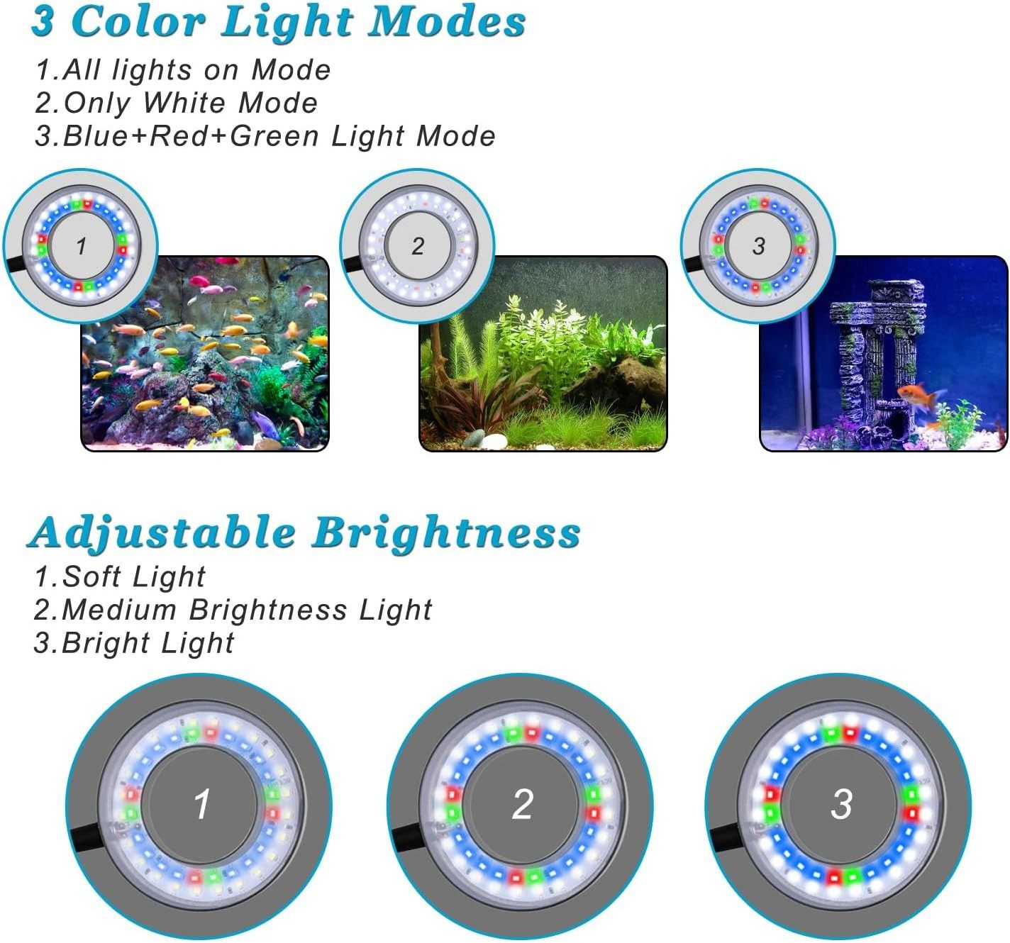 LED Clip-on Aquarium Light Dimmable Suitable For Open Terrarium for 1 to 3 Gal Fish Tank Usb Mobile Light