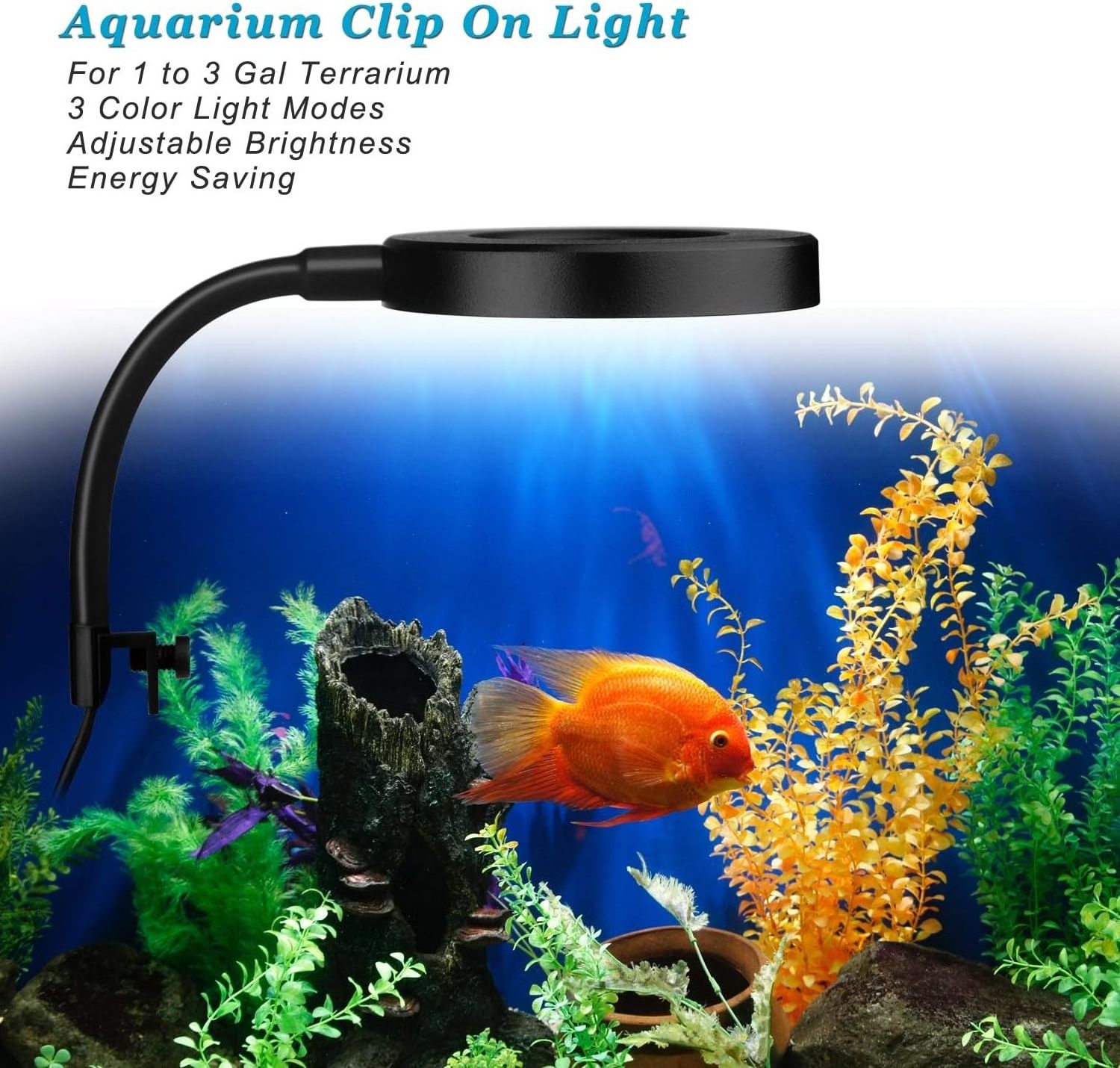 LED Clip-on Aquarium Light Dimmable Suitable For Open Terrarium for 1 to 3 Gal Fish Tank Usb Mobile Light