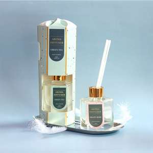 Ready to ship flower scent glass bottle 100ml air freshener reed diffuser with packaging