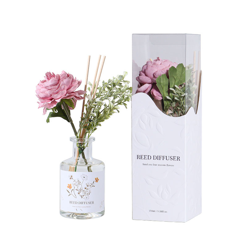 Wholesale Custom 150ml Flower Reed Diffuser Glass Bottle Fragrance Air Freshener Bathroom Hotel Dried Flower Reed Diffuser