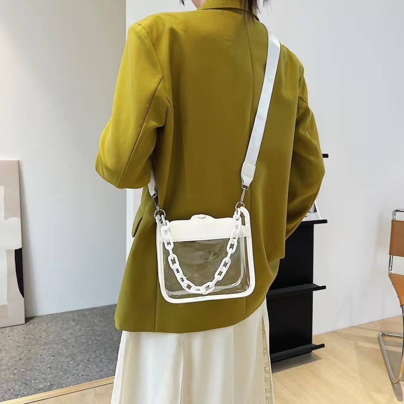 Wholesale Transparent PVC Messenger Bag PVC Purse Jelly Handbags with Chain Clear Transparent Women Shoulder Crossbody Bag