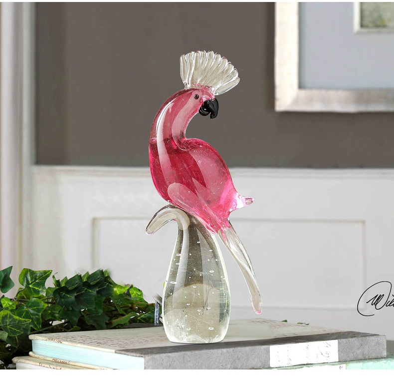 Hand blown home decoration Murano glass animal parrot figurines